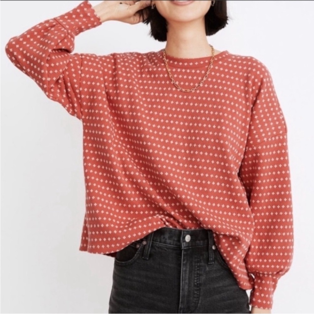 Madewell Floral Jacquard Puff Sleeve Top